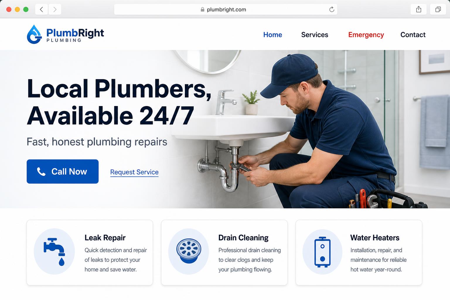 Plumbing Company — illustrative website design concept