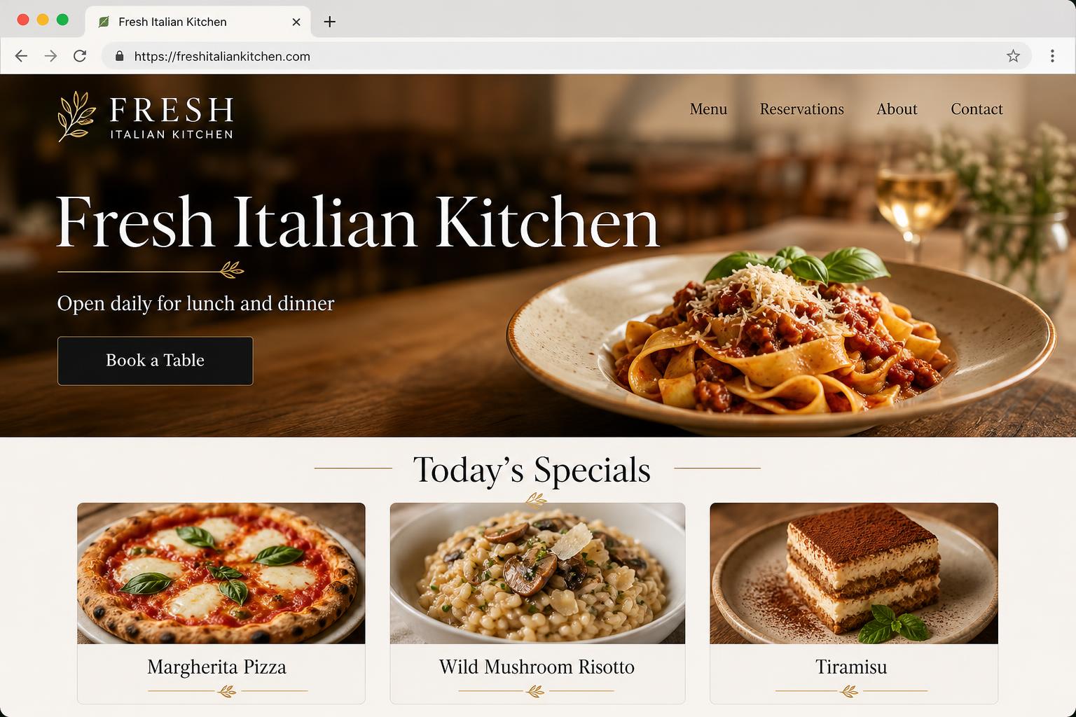 Restaurant — illustrative website design concept